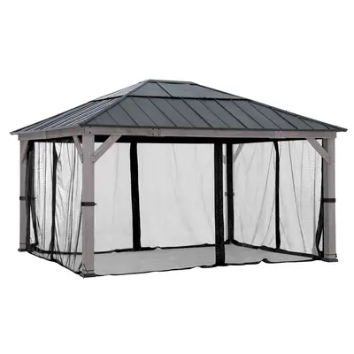 SUNJOY Gazebo Mosquito Netting for 13 ft. × 15 ft. Wooden Gazebos - Black