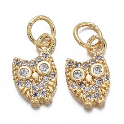 Brass Micro Pave Cubic Zirconia Charms