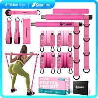 Pilates Bar Kit with Resistance Bands,3-Section Pilates Bar with Stackable Bands Workout Equipment for Legs,Hip,Waist and Arm...