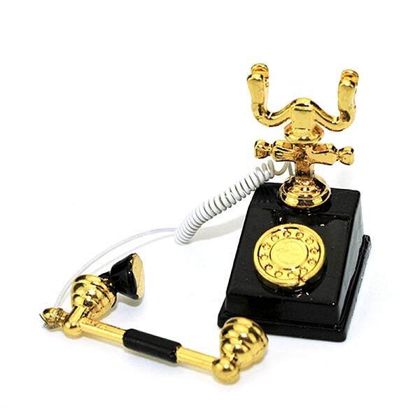 Mini Spray Painted Alloy Retro Landline Telephone Model
