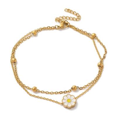 Ion Plating(IP) 304 Stainless Steel 2-strand Chain Bracelets