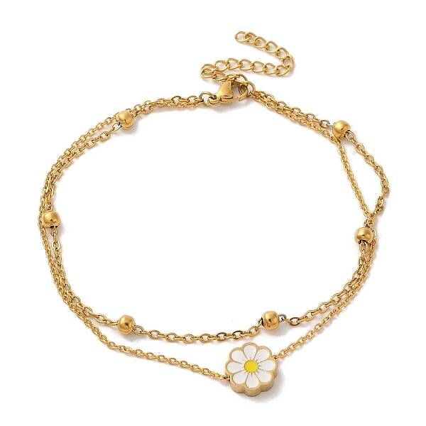 Ion Plating(IP) 304 Stainless Steel 2-strand Chain Bracelets