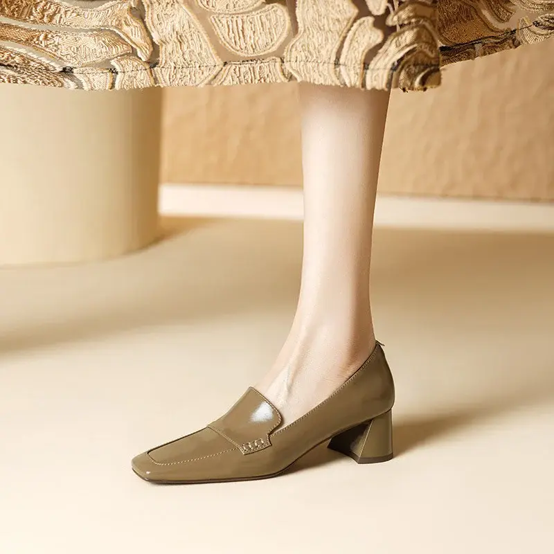 CHIKO Maci Square Toe Block Heels Loafers Shoes