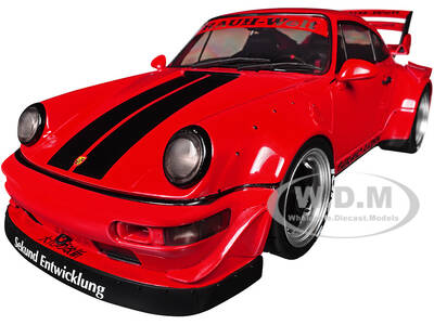 2024 RWB Bodykit Taikano Kaishin Red with Black Stripes 1/18 Diecast Model Car by Solido