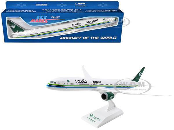 Boeing 787-10 Commercial Aircraft Saudia Airlines White with Green and Blue Stripes (Snap-Fit) 1/200 Plastic Model by Skymark...