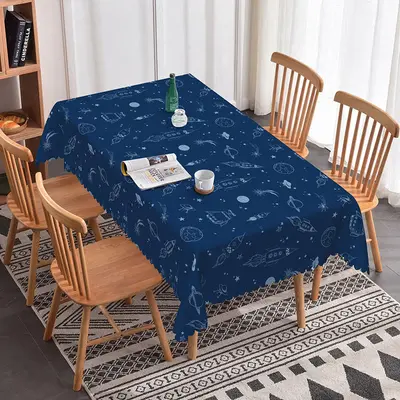 Aperturee Aircraft Blue Decor Rectangle Tablecloth For Boys, 52x70 Inch, 30.82 USD, rectangle tablecloths, ZJY04628-A