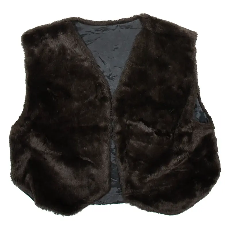 Faux Fur Womens Waistcoat Brown 90s ONE SIZE