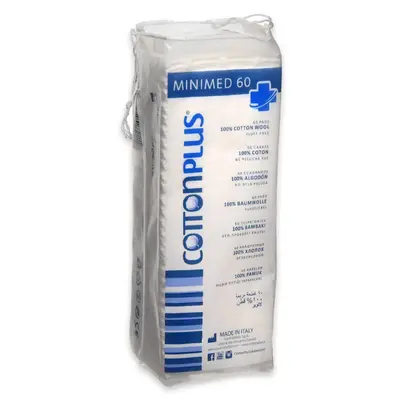 Cotton Plus Minimed 60 Pieces 100% Hydrofilic Cotton Medical Use 4.5 X 5.5 Cm