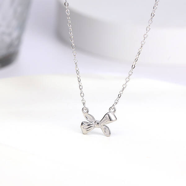 Non-Tarnish Stainless Steel Bowknot Pendant Necklace for Women