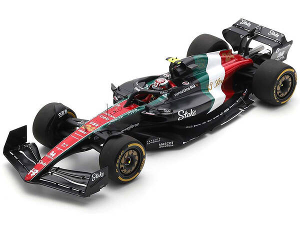 Alfa Romeo C43 #24 Zhou Guanyu F1 Team Stake Formula One F1 Italian GP (2023) and Acrylic Display Case 1/18 Model Car by Spar...