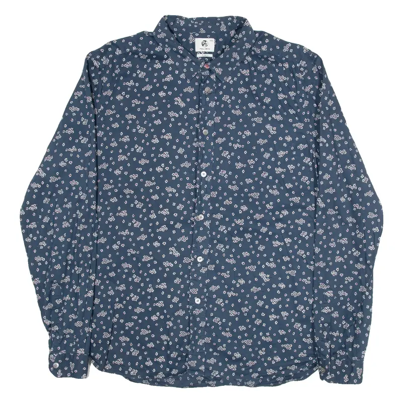 PAUL SMITH Slim Fit Womens Shirt Blue Floral Long Sleeve 2XL