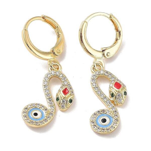 Real 18K Gold Plated Brass Dangle Leverback Earrings