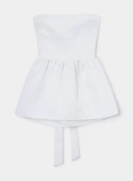 CECILE WHITE STRAPLESS TOP | Size: M