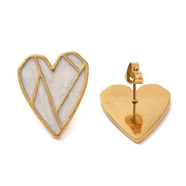 Ion Plating(IP) 304 Stainless Steel Heart Stud Earrings