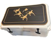 YETI Cooler Pad with Cupped Ducks Logo - Top fits YETI Tundra Cooler Lid- Black/Brown Mat.  Easy peel and stick application. ...
