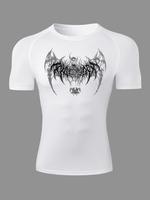 Men's Skull Wing Print Short Sleeve Compression Tee, Casual Quick Drying Breathable T-shirt for Gym Workout Running, Men's To...