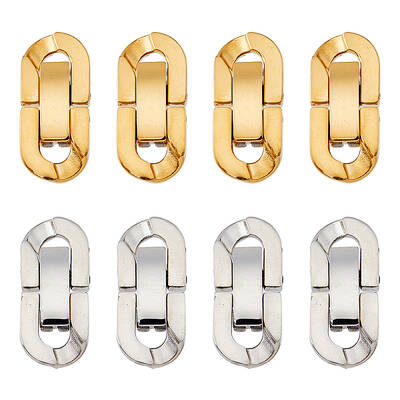 8 Sets 2 Colors 304 Stainless Steel Fold Over Clasps