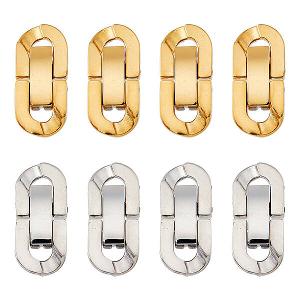 8 Sets 2 Colors 304 Stainless Steel Fold Over Clasps