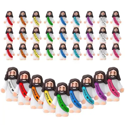 30/60Pcs Little Jesus Figures - Value Pack Mini Jesus Figurines in Bulk, Jesus Loves You Figures, Joyful Easter Jesus Love Yo...