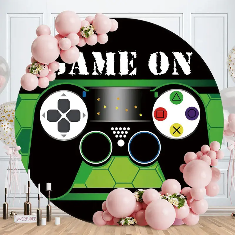 Aperturee Round Game Accessories Happy Birthday Backdrop For Boy | Custom Round Backdrop | Circle Birthday Backdrop Cover | R...