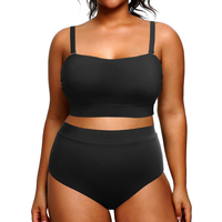 Tempt Me Women Plus Size Swimsuit Plus Size High Waisted Bikini Bandeau Two Piece Swimsuit with Adjustable Straps Strapless S...