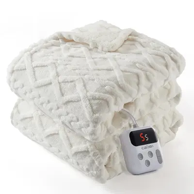 Garvee Electric Blanket Twin Size, Thick Tufted Sherpa Heated Blanket with 10 Heating Levels and 10 Time Settings, ETL Certif...