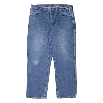 DICKIES Carpenter Workwear Mens Jeans Blue Relaxed Tapered Stone Wash W38 L32