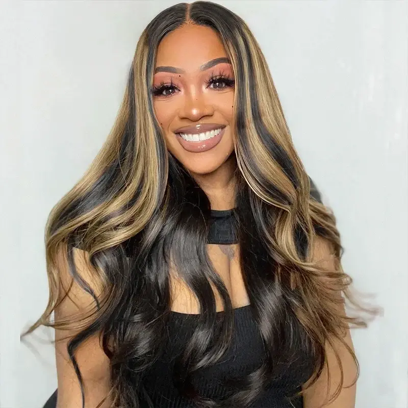 Brown Hair With Highlights 4x4 5x5 6x6 Glueless Lace Closure Wigs Ashimary Body Wave Virgin Hair