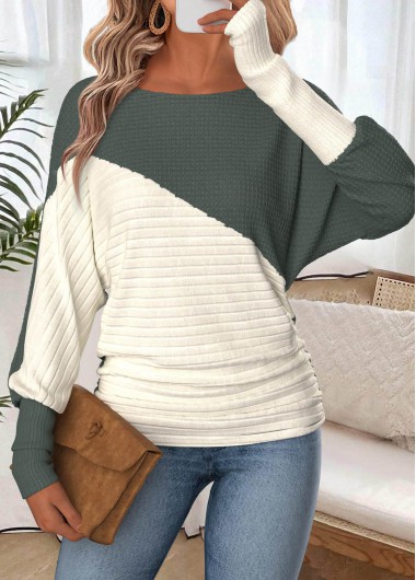Modlily Sage Green Tummy Coverage Extra Long Sleeve T Shirt - L