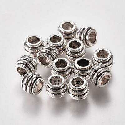Tibetan Style Alloy Barrel Large Hole European Beads