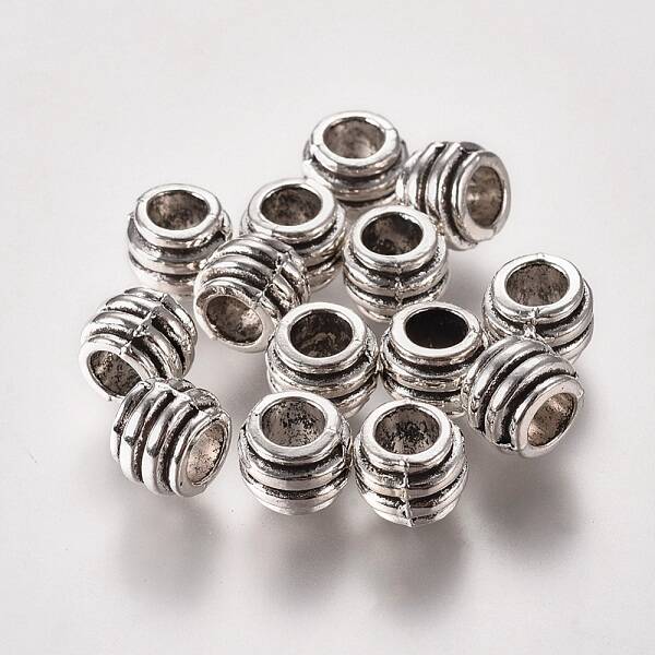 Tibetan Style Alloy Barrel Large Hole European Beads