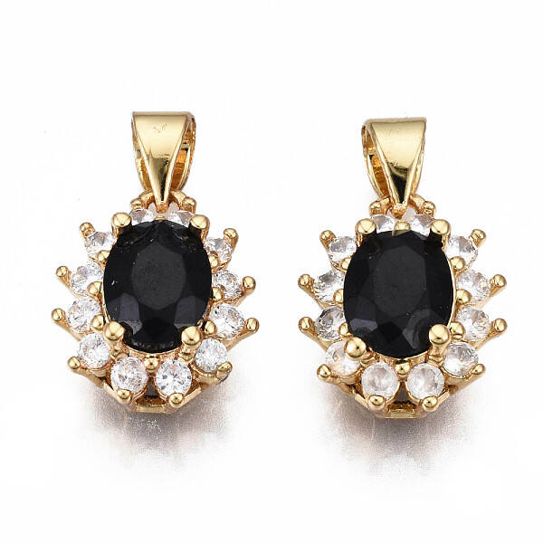 Brass Micro Pave Cubic Zirconia Charms