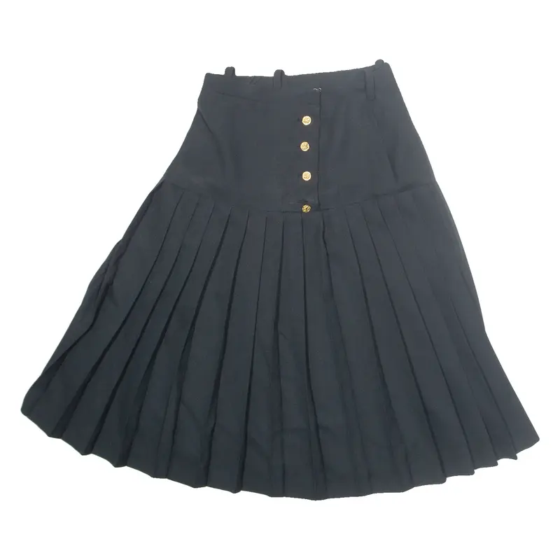 Womens Pleated Skirt Black Midi S