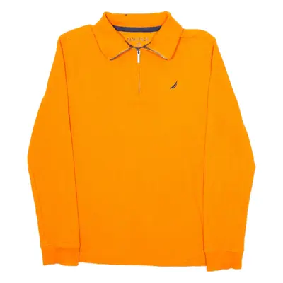 NAUTICA Mens Polo Shirt Orange Long Sleeve L