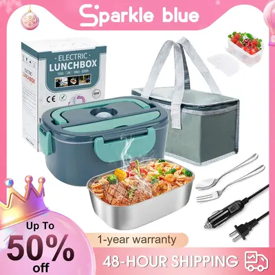 Electric Lunch Box,60W 1,5L Food Heater with Tableware and Lunch Bag,Car Home Portable Food Heater for Home Office Travel