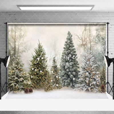 Snowy Village Outdoor Winter Christmas Scene Backdrop - Aperturee