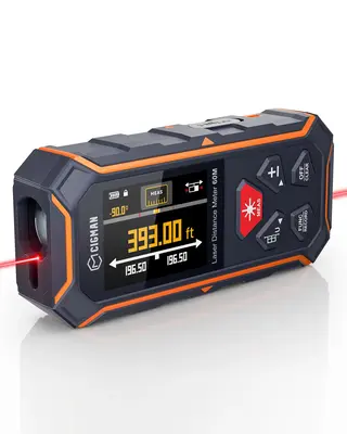 CIGMAN Dual Laser Measuring Tool,393Ft Bilateral Laser Measurement Tool Color Backlit LCD Display,Rechargeable Laser Measure ...