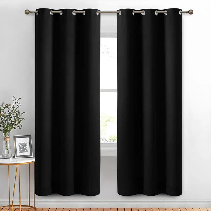 Lux Decor 2 Panels Blackout Curtains - Solid Thermal Insulated Grommet & Noise Reduction Window Drapes - Lightweight Curtains...
