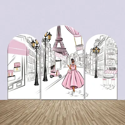Paris Street Modern Women Drawing Arch Backdrop Kit - Aperturee