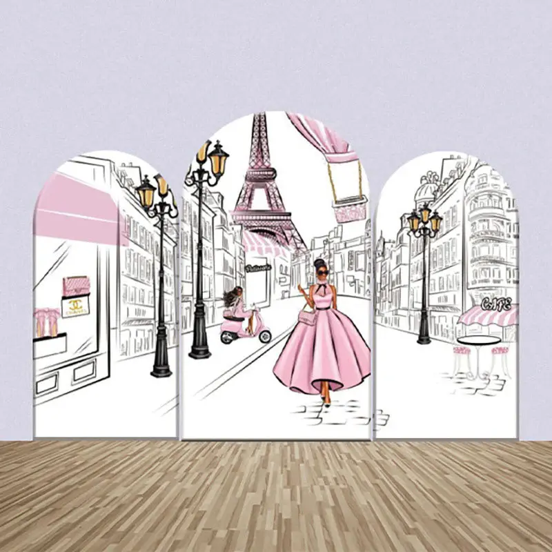 Paris Street Modern Women Drawing Arch Backdrop Kit - Aperturee