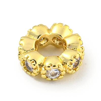 Brass Cubic Zirconia Spacer Beads