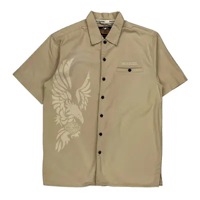 Harley Davidson Graphic Short Sleeve Shirt - Medium Beige Cotton