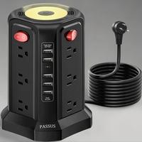 12 Outlet Surge Protector, USB Powered Outlet with 5 USB Ports, Three-level Night Light, Surge Protector for Office Home