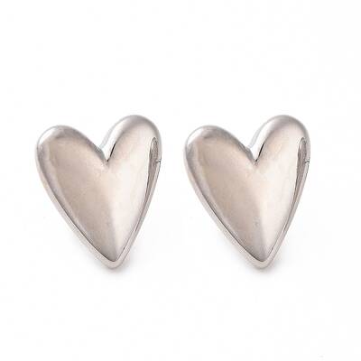 Brass Heart Stud Earrings for Women