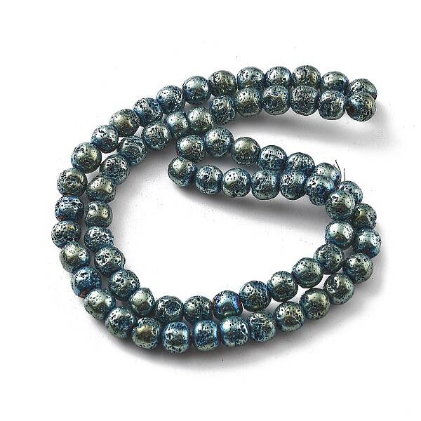 Electroplated Natural Lava Rock Beads Strands