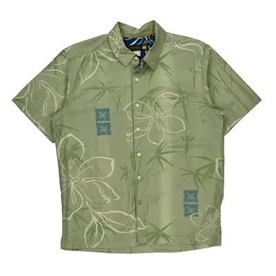 Quiksilver Hawaiian Shirt - Medium Green Cotton Blend