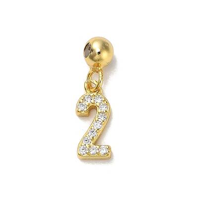 925 Sterling Silver Micro Pave Clear Cubic Zirconia European Dangle Charms