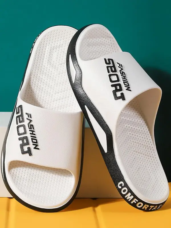 Men's Fashion Letter Pattern Slippers, Summer 2024 Beach Slippers, Non-slip and Wear-resistant Sandals for Walking and Bathro...