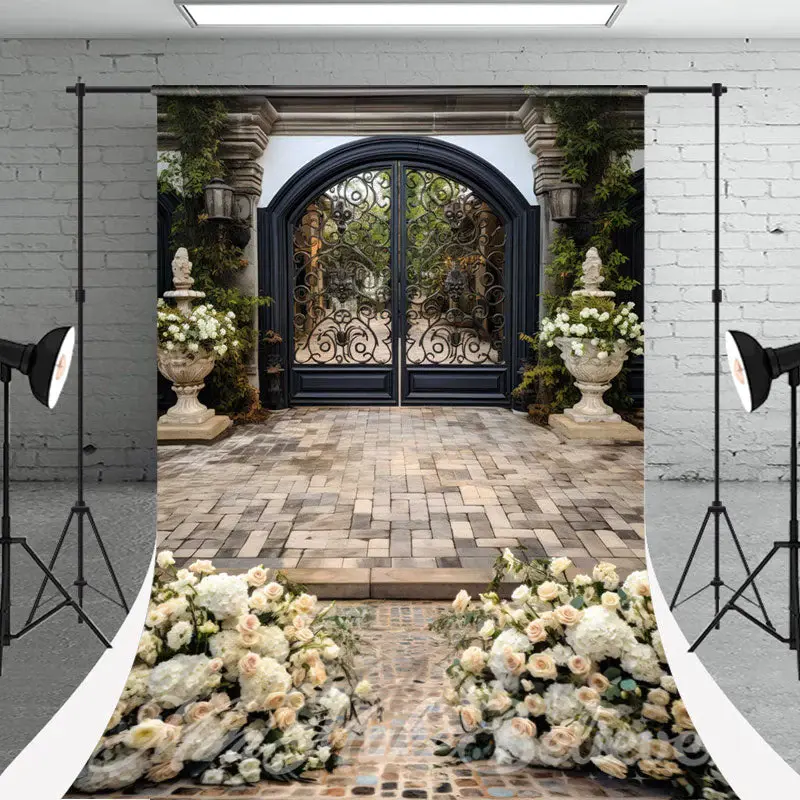 Trendy Iron Arch Door Bouquet Photography Backdrop - Aperturee
