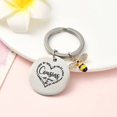 Alloy Rhinestone & 201 Stainless Steel Keychain